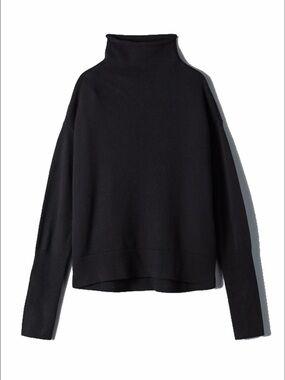 ARITZIA Wilfred Cyprie, Black Mockneck Sweater - Merino Wool